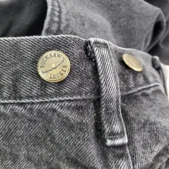 Wrangler relaxed fit mens 40x30 black faded jeans Suspender buttons - Picture 4 of 8